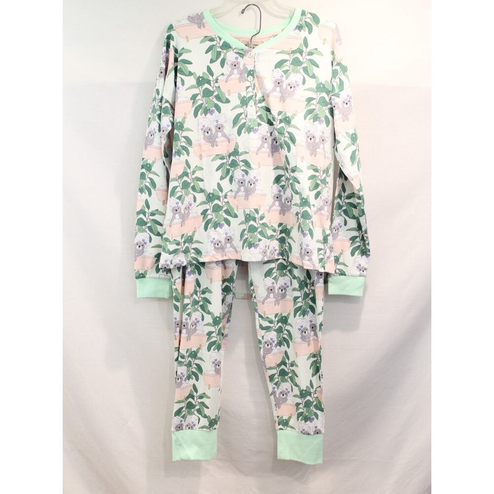 Darren & Phillip Puppies in a Tub Pajama Set Womens size L Green Top and Pants